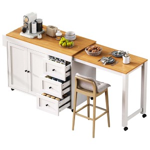 Vynxaria 74.8" Kitchen Island - Extendable Dining Table, 3 Drawers, 2-Door Cabinet,White - 1 of 4