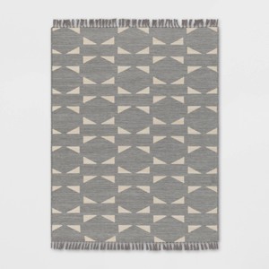 Positive Negative Geo Tapestry Rectangular Woven Outdoor Area Rug Gray - Threshold™ - 1 of 4