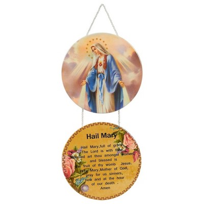  Juvale Christian Hanging Ornament Decoration, Hail Mary Decoration Wall Signs 12"x5.9"x0.2" 