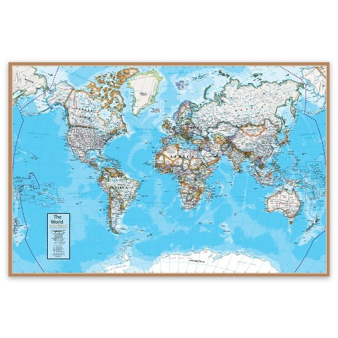 laminated wall size world maps