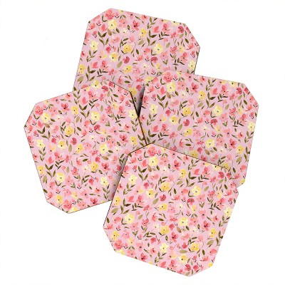 Ninola Design Fresh flowers Pink Set of 4 Coasters - Deny Designs