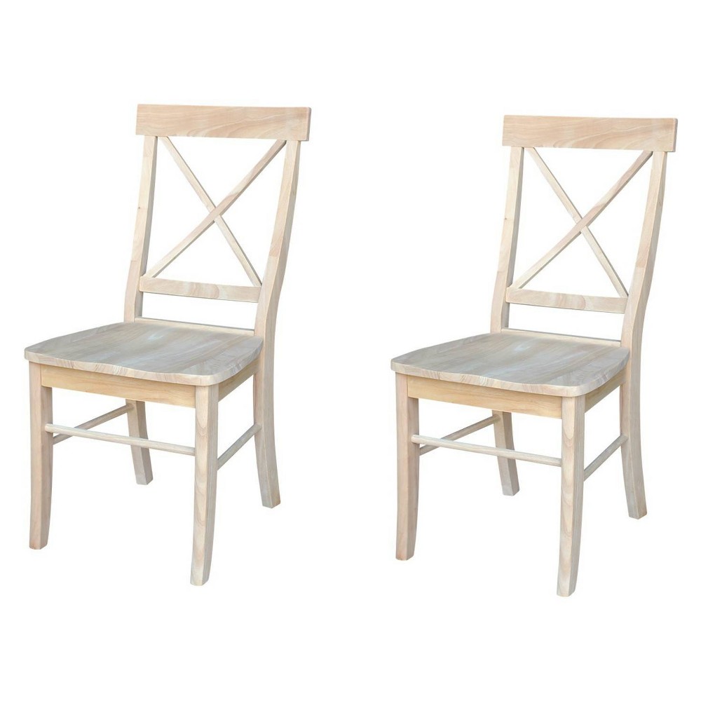 Photos - Chair Set of 2 X Back  with Solid Wood Seat Unfinished - International Con