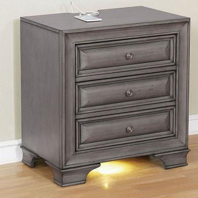 NicBex 17 inch Nightstand with 3 Drawers,Wooden Side Table with USB Socket,Modern Bedside Table for Bedroom,Living Room,Brown/Gray