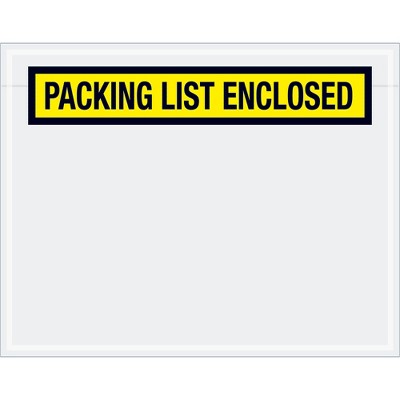 Box Partners "Packing List Enclosed" Envelopes 7" x 5 1/2" Yellow 1000/Case PL456