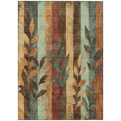 HomeRoots 5' X 8' Wheat And Gold Floral Washable Indoor Outdoor Area Rug