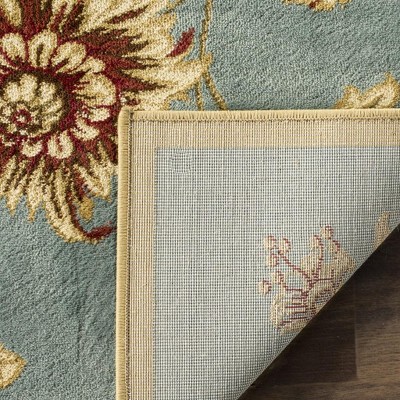 Elegant Blue Floral Hand-Knotted Area Rug, 3' x 5', Synthetic