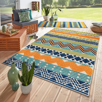 Marbella Multi-Color Bohemian Geometric 5' x 7' Indoor/Outdoor Rug