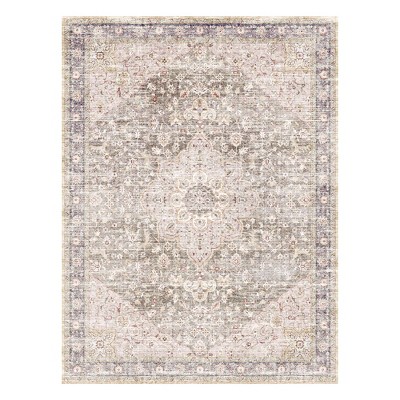 MontVoo Medallion Floral Washable Area Rug Taupe