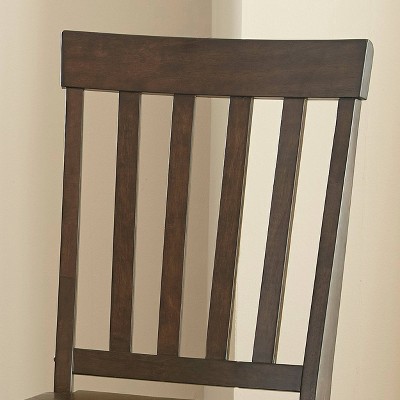 Set of 2 Dark Oak High Slat Back Side Chairs