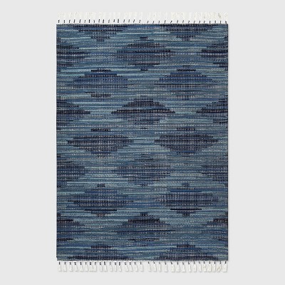 5' x 7' Diamond Tassel Outdoor Rug Blue - Opalhouse™