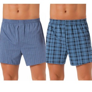INSPIRE CHIC Men's 2 Pack Elastic Waistband Plaid Pattern Underwear Boxer Shorts - 1 of 4