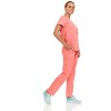 Hey Collection Women Scrubs Set 4-Way Stretch Mock Neck Top with Straight Leg Scrub Pants with Four Pockets - 3 of 4