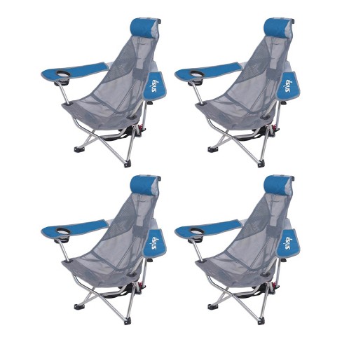 Kelsyus Mesh Folding Portable Backpack Beach Chair with Headrest and Strap, Blue and Gray (4 Pack) - image 1 of 4