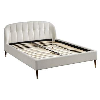 Queen Palm Upholstered Platform Bed White - Lifestorey