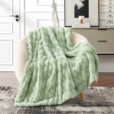 Cozy Bliss Faux Fur Throw Blanket Soft Textured Throw