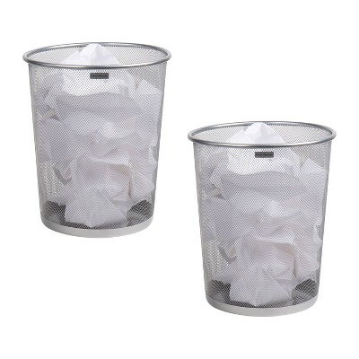 Mind Reader Mesh Trash Can, 16.65L (4.4 gal), Waste Paper Basket, Round, Office, Metal Mesh, 11.5"L x 11.5"W x 13.75"H, Set of 2