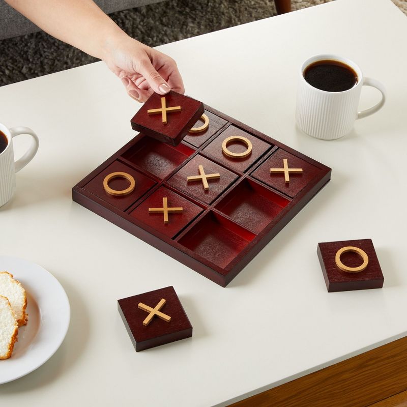 Juvale 10 Pieces Wooden Tic Tac Toe Board Game for Adults, Coffee Table Decor, 9.5 x 9.5 in, 3 of 9