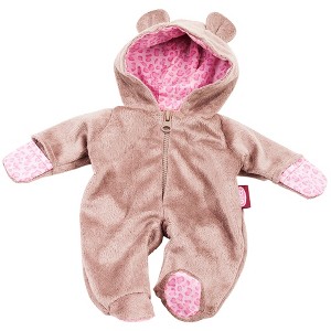One Piece Teddy Costume Pajama Sleeper with Padded Feet, Paws 12-13" Baby Dolls - 1 of 4
