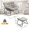 Heynemo Patio Rocking Chair with Ottoman, Outdoor Indoor Rocking Egg Chair with Cushions, Metal Lounge Chair Oversized Papasan Chair, Reading Chair - 3 of 4