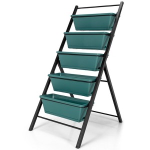 Tangkula 5-Tier Vertical Herb Garden Planter Box Outdoor Elevated Raised Bed Brown/Green - 1 of 4