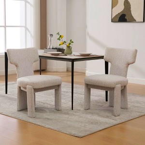 Set of 2 Dining Chairs Upholstered Dinner Chairs Armless Chairs Accent Chairs with Padded Seat & Curved Back - Modernluxe - 1 of 4