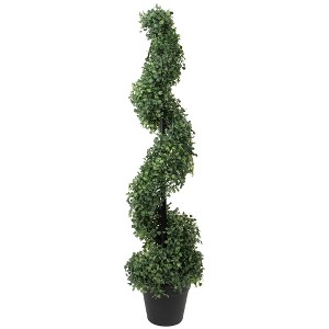 Northlight 3' Artificial Two-Tone Boxwood Spiral Topiary Tree with Round Pot, Unlit - 1 of 4