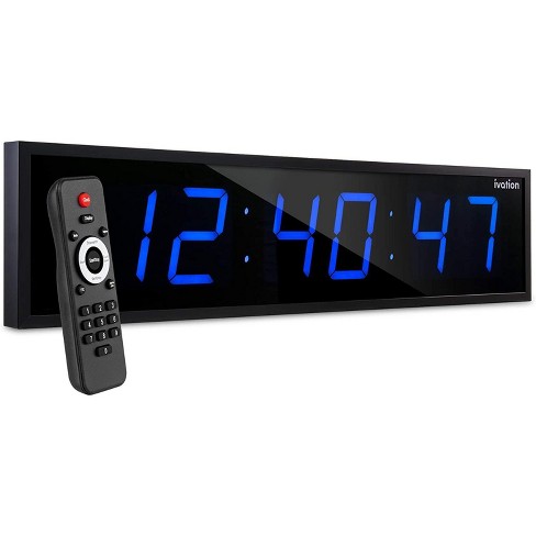 Ivation Huge Large Big Oversized Digital Led Clock With Stopwatch Alarms Countdown Timer Temp Shelf Or Wall Mount 6 Level Brightness Mounting Holes Hardware Target - Led Wall Mount Digital Clock