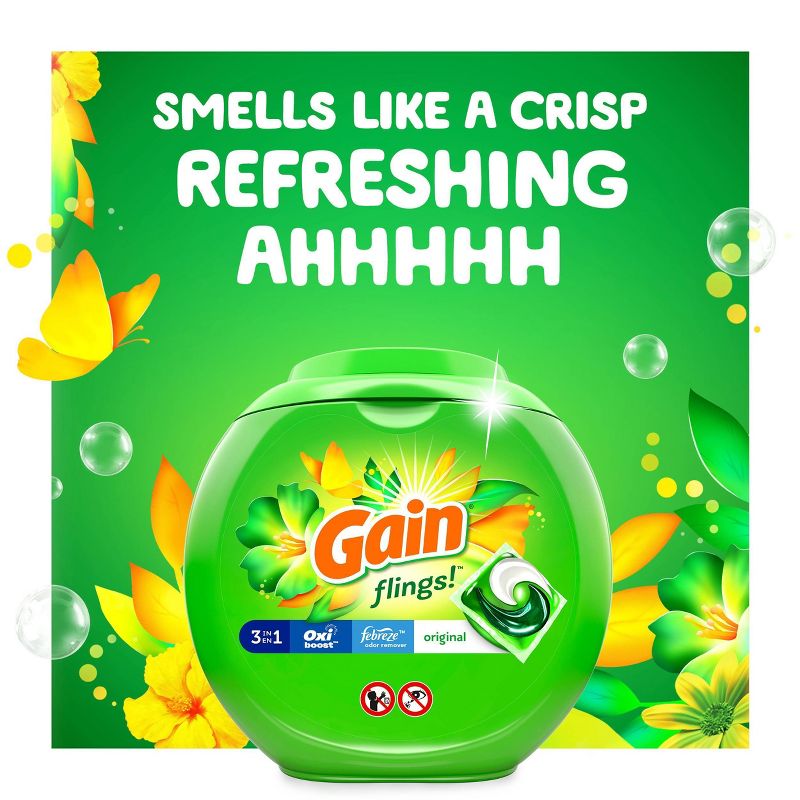 Gain Flings Original Scent HE Compatible Laundry Detergent Soap Pacs, 6 of 16