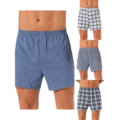INSPIRE CHIC Men's 4 Pack Elastic Waistband Plaid Pattern Boxer Shorts