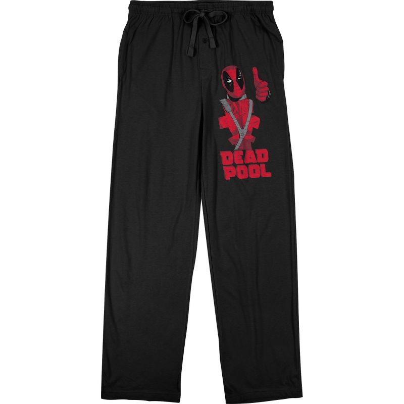 Marvel Universe Deadpool Thumbs Up Men's Black Sleep Pajama Pants, 1 of 2