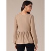 INSPIRE CHIC Women's Knit Peplum V Neck Long Lantern Sleeve Ruffle Hem Sweater - 4 of 4