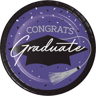 Creative Converting 9" Graduate School Spirit Purple Paper Plates 54ct