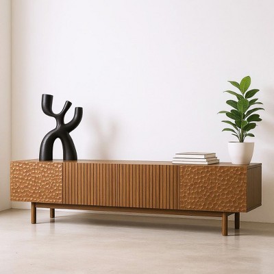 Gaoyangjiaju 86.6 Inch TV Stand for 90 Inch TV Density Board with Solid Wood Legs