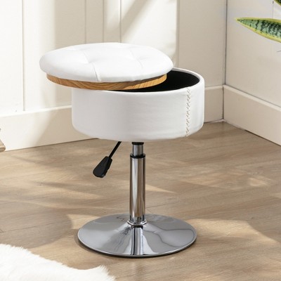 Arceso 360° Swivel Vanity Stool, Faux Leather with Storage, Height Adjustable Stool for Bathroom & Living Room