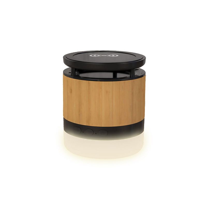 ZTECH Wooden Bamboo Portable Mini Wireless Charger with LED Light, Black, 2 of 5