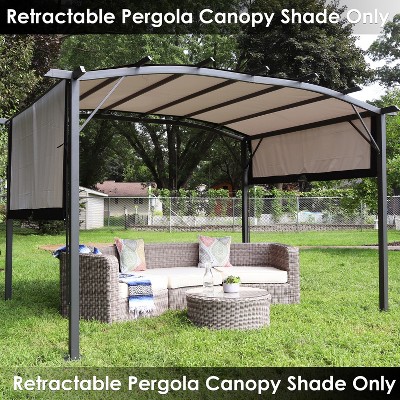 Gray 9x12 Foot Polyester Retractable Pergola Canopy Shade