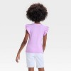 Girls' Short Ruffle Striped Ribbed T-Shirt - Cat & Jack™ - 2 of 3
