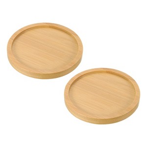 Unique Bargains Bamboo Wood Saucer, Round Plant Tray Bonsai Succulent Pot - 1 of 4