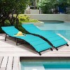 Tangkula 2PCS Outdoor Patio Rattan Wicker Lounge Chair Chaise Folding W/Cushions Turquoise - 3 of 4