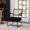 Beautyolove Mid-Century Black Faux Lambskin Black Arm Upholstered Accent Chair Armchair - 2 of 4