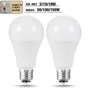 DORESshop 150-Watt Equivalent 3000K A21 3-Way Dimmable LED Light Bulbs A21 LED Light Bulbs (2-Pack) - 1 of 4