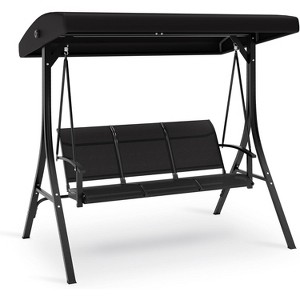 homfan Outdoor Porch Swing Chair with Adjustable Canopy for Adults Glider Bench with Thickened Cushions Outside Patio Swing for Backyard Lawn Garden - 1 of 4