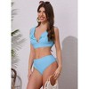 INSPIRE CHIC Women's Ruffle Trim V Neck Wide Strap Leopard Bikini Sets, Drawstring Tie Back Top Triangle Bottom 1 Set - 4 of 4