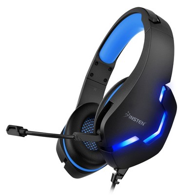 Insten Gaming Headset with Microphone & LED, 3.5mm Wired Over-Ear Mic Headphones for PS4, PS5, PC, Xbox Controller, Nintendo Switch, Black