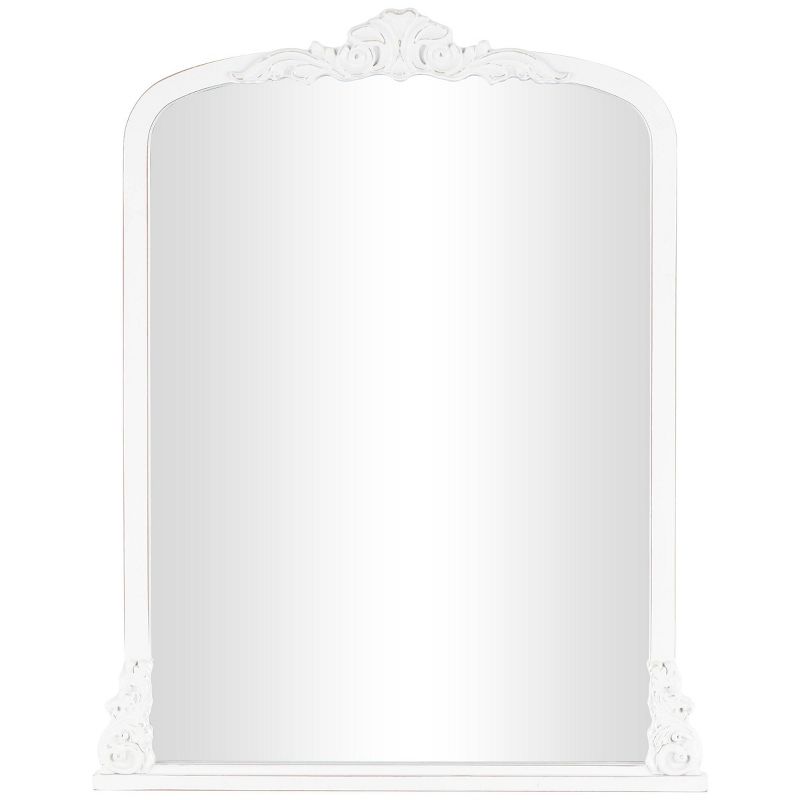 Olivia &#38; May 35&#34;x27&#34; Wooden Arched Wall Mirror with Scroll Details White, 1 of 7