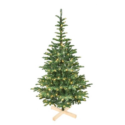 SEVOBAL Artificial Trees 5-Foot Christmas Tree with Realistic Layered Look and Wooden Base for Home Decor, Green, 41"*36"*60"