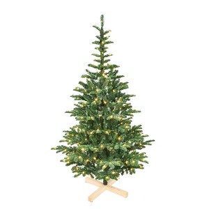 SEVOBAL Artificial Trees 5-Foot Christmas Tree with Realistic Layered Look and Wooden Base for Home Decor, Green, 41"*36"*60" - 1 of 4