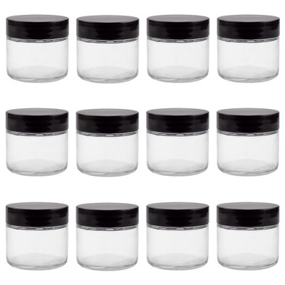 Cornucopia Brands 2oz Clear Glass Jars 12pk; Cosmetic Jars for Creams, Balms & Aromatherapy