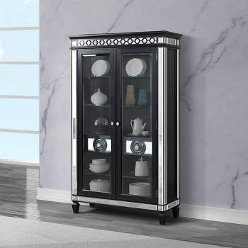 48" Varian II Decorative Storage Cabinet Mirrored and Black Finish - Acme Furniture