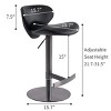 Grungis PU Leather Swivel Stainless Steel Bar Stools Set of 1,Counter Stools with Back and Adjustable Height,Kitchen Chair for Kitchen Island - 3 of 4